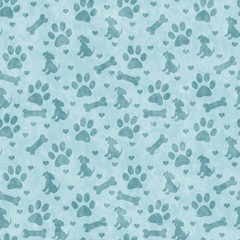 Teal Doggy Tile Pattern Repeat Background