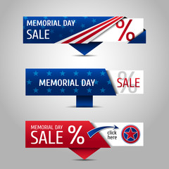 Memorial day sale banners.