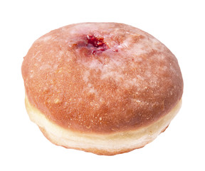 A round doughnut eaten on the Jewish festival of Hanukkah