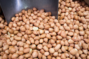 peanut seeds background (selective focus; close-up shot)