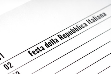 italy independence day calendar on paper