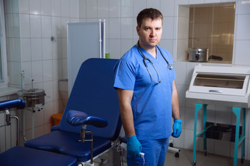 Portrait of a doctor in profesional medical equipment in the hospital