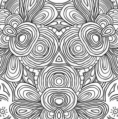 Fototapeta na wymiar Uncolored symmetric tracery for colouring. Can be used as adult coloring book, coloring page, card, invitation. Sacred geometry