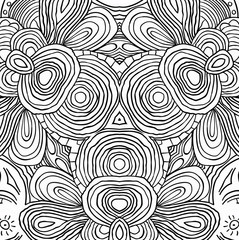 Uncolored symmetric tracery for colouring. Can be used as adult coloring book, coloring page, card, invitation. Sacred geometry