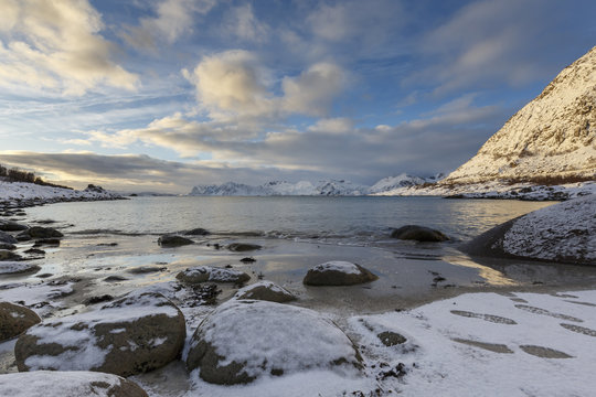Rorvik-beach near Henningsvaer on Lofoten Islands, Nordland, Norway