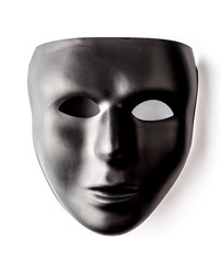 Black mask on white background. Depression concept.