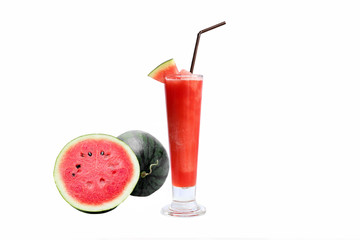 Watermelon drink in glasses with slices of watermelon