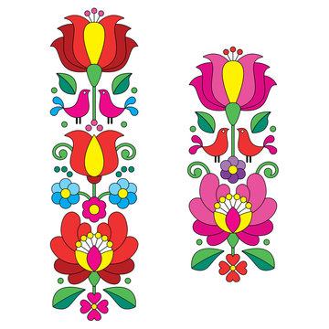 Kalocsai embroidery - Hungarian floral folk art long patterns