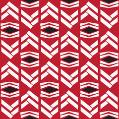 Seamless zig zag native pattern on red background