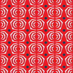 Seamless abstract rose pattern on red background