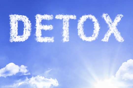 Detox cloud word with a blue sky