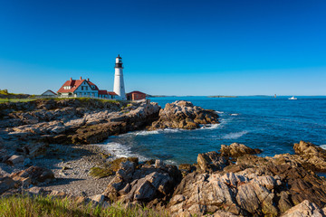 Portland Head Light Lighthouse in Cape Elizabeth, Maine, USA.