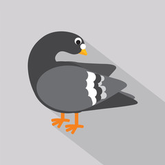 Flat Design Pigeon Icon On Green Background.