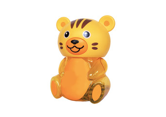 Yellow tiger : piggy bank on white background
