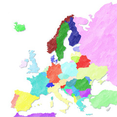 Mappa Europa colore e grunge.
