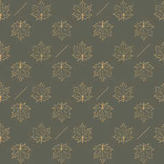 Fototapeta premium Autumn leaf maple, seamless pattern vector illustration