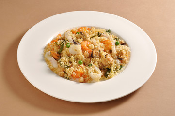 Dish with cous cous and fish