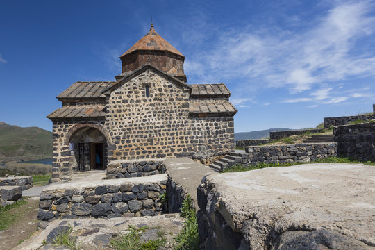 Medieval church on Sevan lake, Armenia