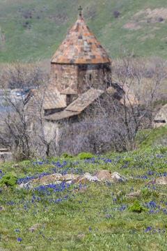 Medieval church on Sevan lake, Armenia