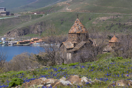Medieval church on Sevan lake, Armenia