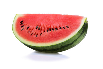 Slice of watermelon on white background - obrazy, fototapety, plakaty