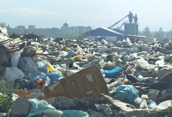 Apocalyptic scene of the dump , retro style artistic toned photo