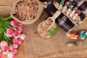Cane sugar and fresh cane from nature.