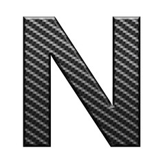 Carbon fiber english alphabet letter, isolated on white background
