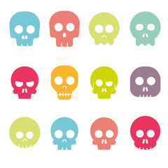 Cartoon skull vector icon set
