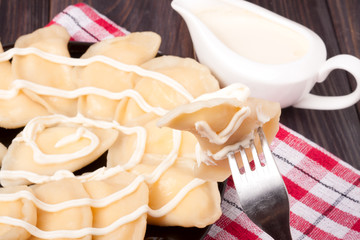 Ukrainian dumplings vareniki with cottage cheese