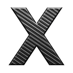 Carbon fiber english alphabet letter, isolated on white background