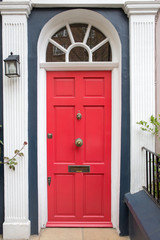 Red door in typical London house