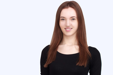 Fototapeta premium portrait happy woman in black dress