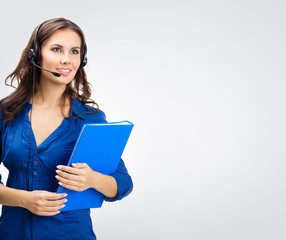 Support phone operator in headset with folder
