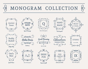Vector vintage monogram set - obrazy, fototapety, plakaty