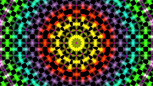 abstract kaleidoscope shape, black background, loop