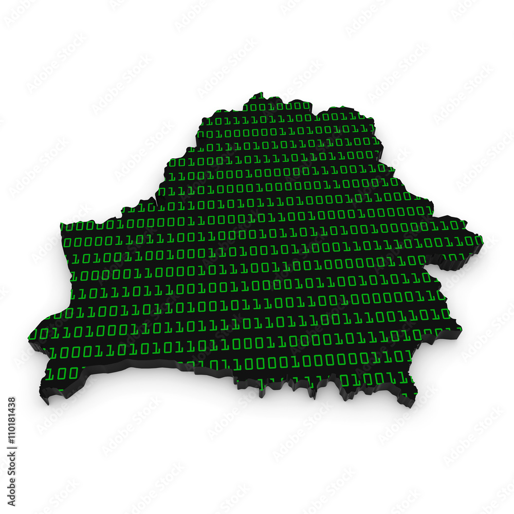 Poster belarusian technology industry concept image - 3d illustration map outline of belarus with green bin