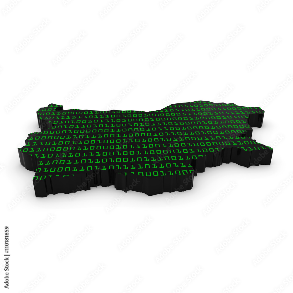 Poster bulgarian technology industry concept image - 3d illustration map outline of bulgaria with green bin