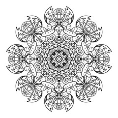 Vector. Flower ornament. Floral mandala isolated on white.