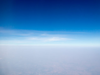 Beautiful of blue sky and group of cloud, View from windows plane
