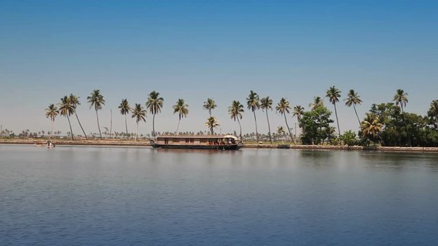 India. Houseboat on Kerala backwaters