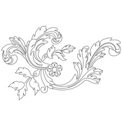 Vintage baroque frame scroll ornament engraving border floral retro pattern antique style acanthus foliage swirl decorative design element filigree calligraphy vector | damask - stock vector