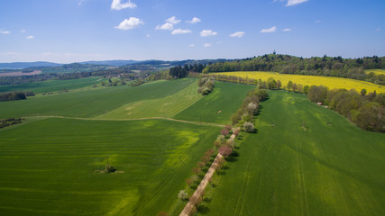 Fototapeta na wymiar Aerial photo of western bohemia countryside