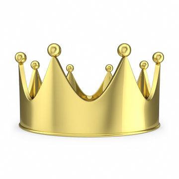 Gold crown with glow isolated on white background. 3d illustration
