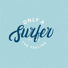 Surfer lettering. Vintage t-shirt apparel graphic design.