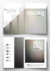 Set of business templates for brochure, magazine, flyer, booklet or annual report. Abstract blurred background, modern stylish dark vector texture