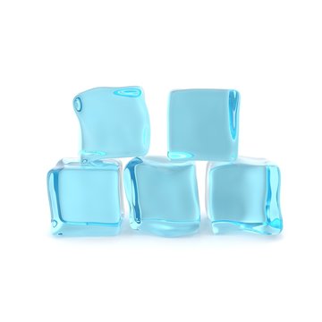 Group of ice cubes isolated on white background. 3d illustration