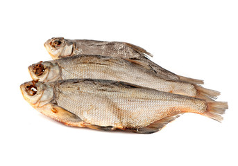 Dried fish on a white background