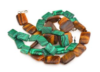 necklace with malachite and tiger eye