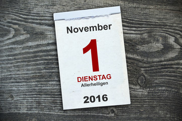 Abreißkalender, Kalender mit Reformationstag und Allerheiligen 2016 